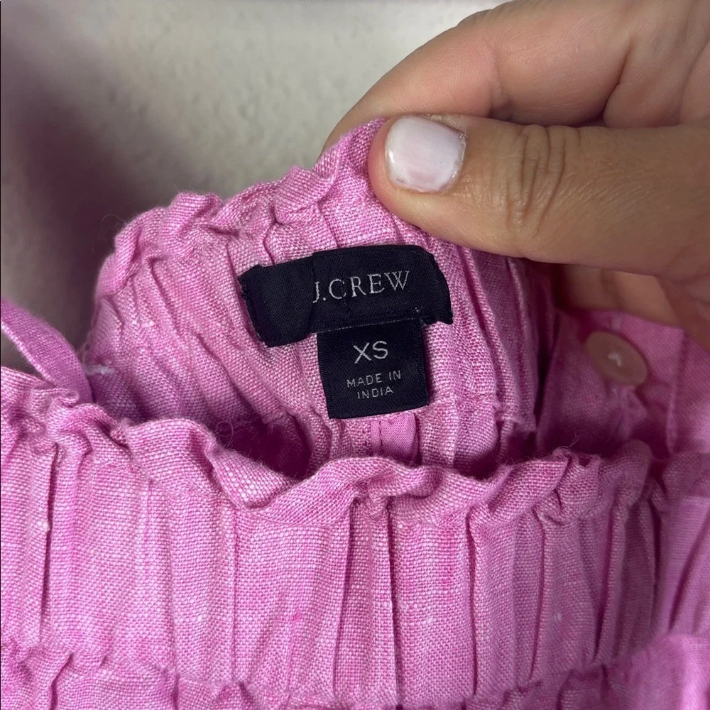 J. Crew Relaxed 100% linen romper in pink size XS